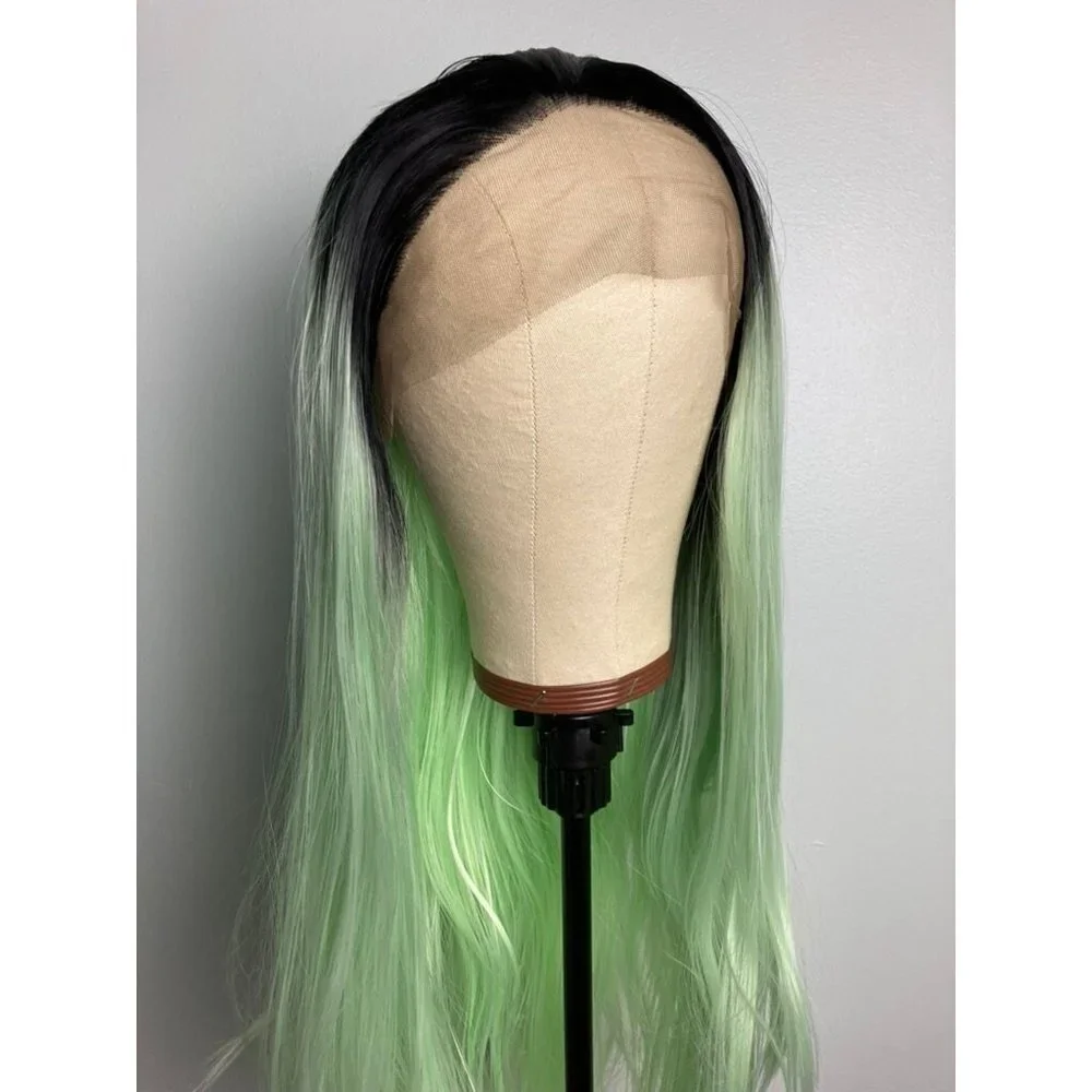Black Rooted Green Wigs Lace Wig